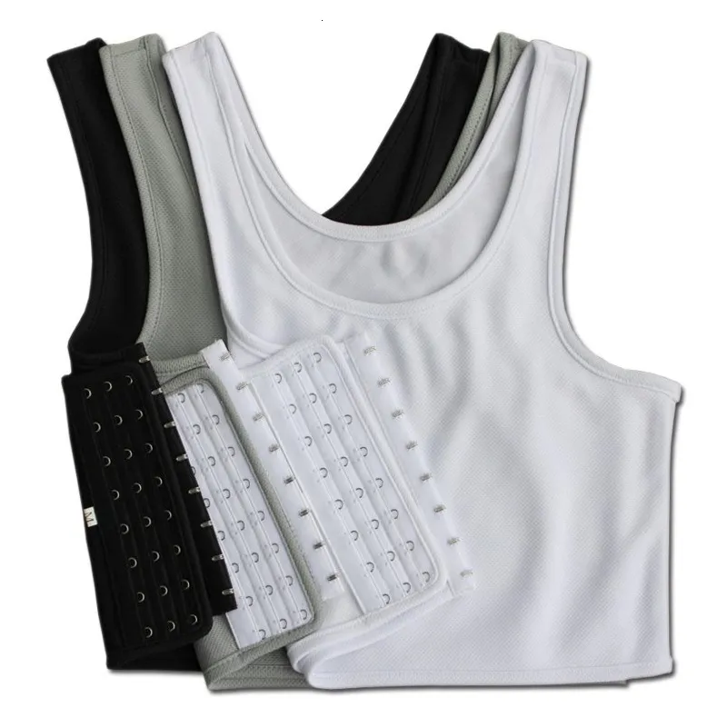 Borst Binder Vrouwen Lesbische Tomboy Elastische Platte Borst Compressie Vest Tank Top Trek Op Shapewear Cosplay BH, Wit, S
