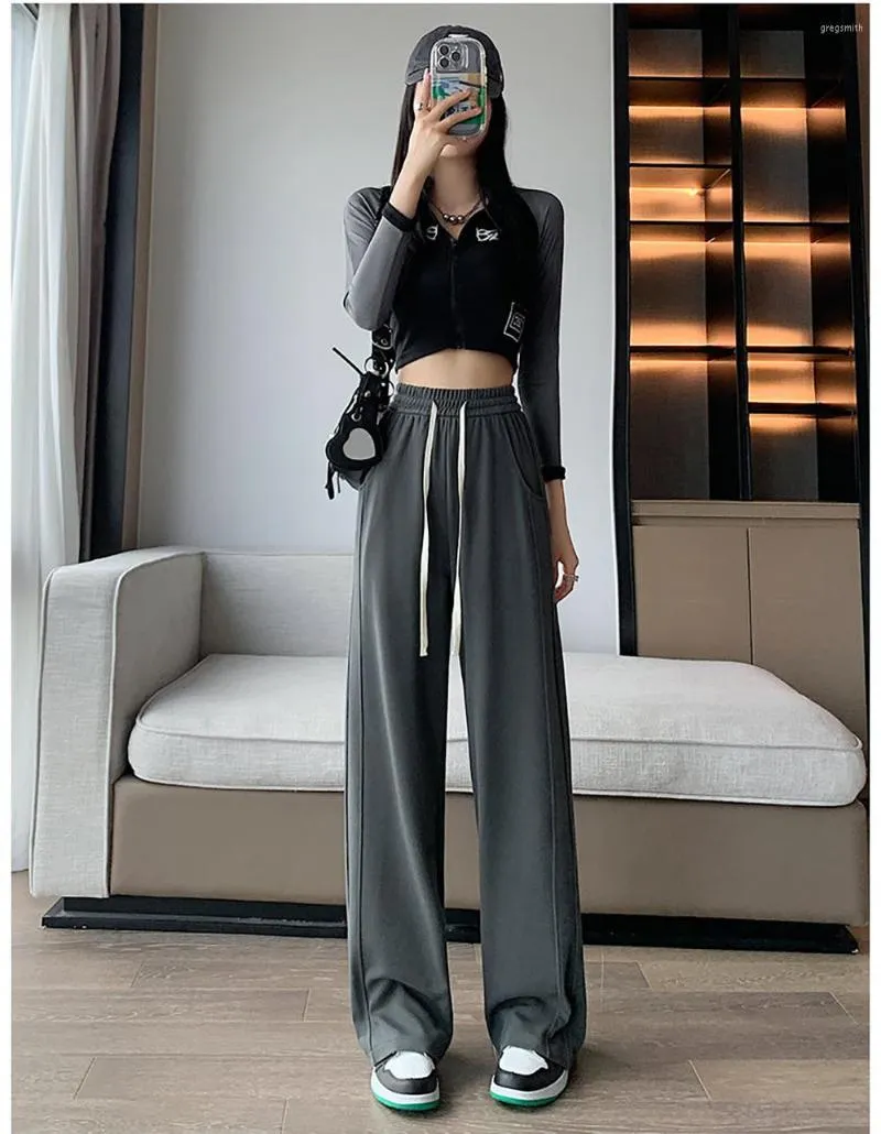 Women's Pants 2023 Styling Spring Women's High Waist Loose Casual Sweet Look Thin Summer Wide Leg Sporty Outfits Sweatpants C4633