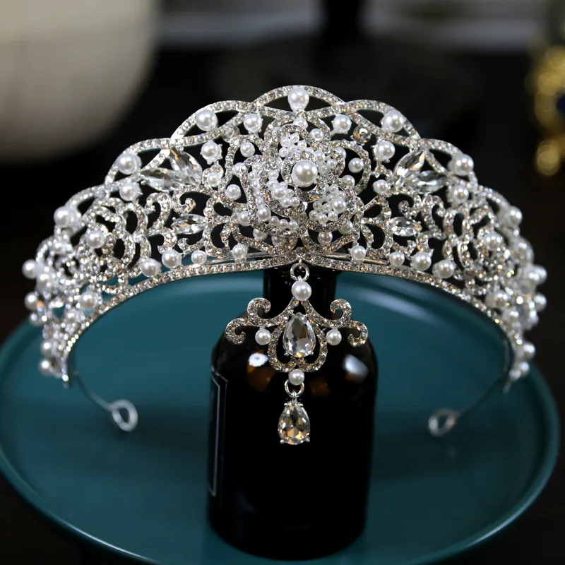 Crystals Beading Bridal Headpieces Crown Tiara Wedding Hair Accessories Women Handmade Headband Ornaments Female Prom Headdress Hairband Headwear ZJ22