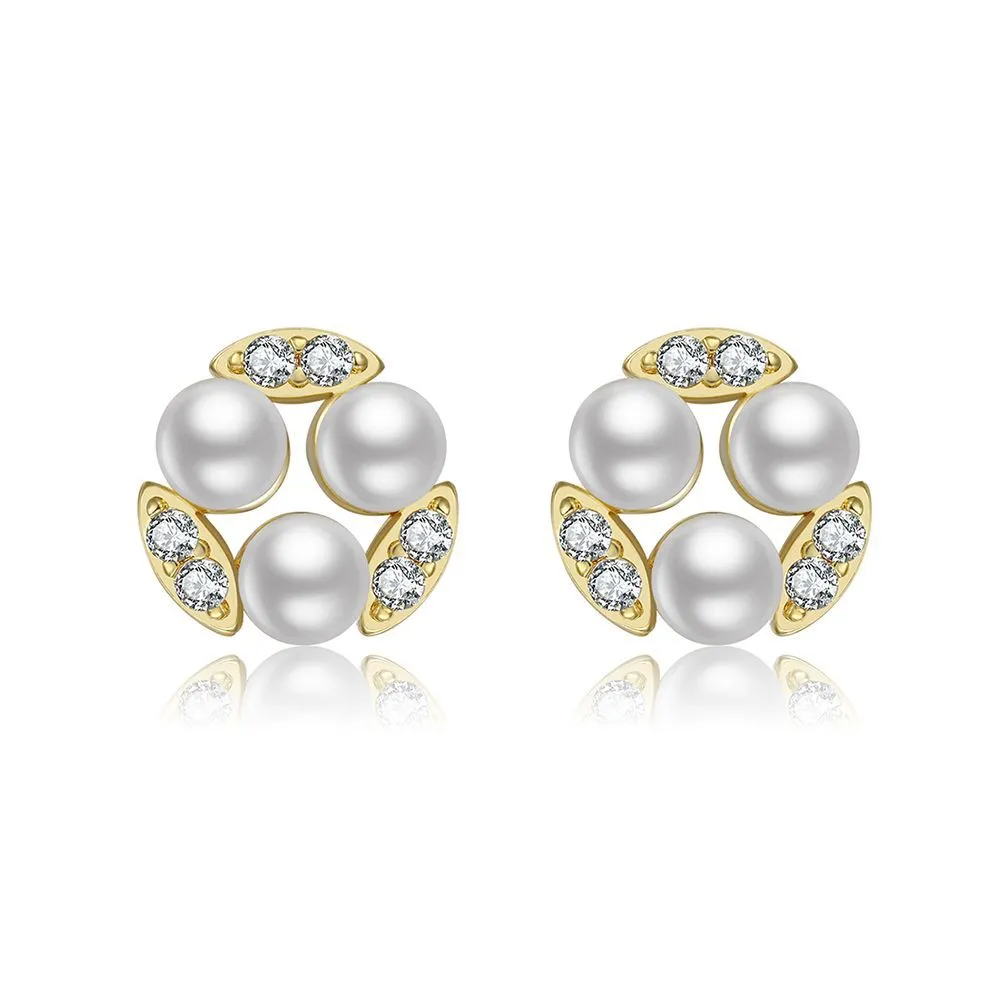 Boucles d'oreilles polyvalentes européennes et américaines en cuivre incrusté de perles brillantes en zircon, luxe léger et boucle d'oreille en argent simple et résistante aux allergies