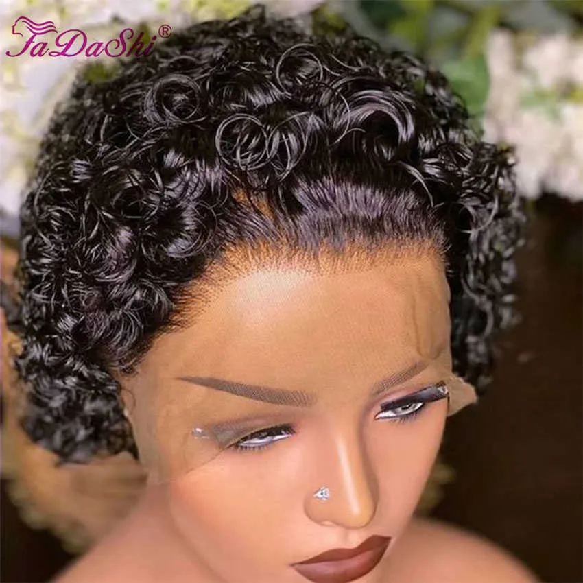 Short Curly Pixie Cut Human Hair Wig Transparent Lace Front Deep Wave Ombre Color 150 Density Swiss Lace 6 8 Inches Natural Color Tangle Free No Shedding From Restraints 33.28 DHgate.Com
