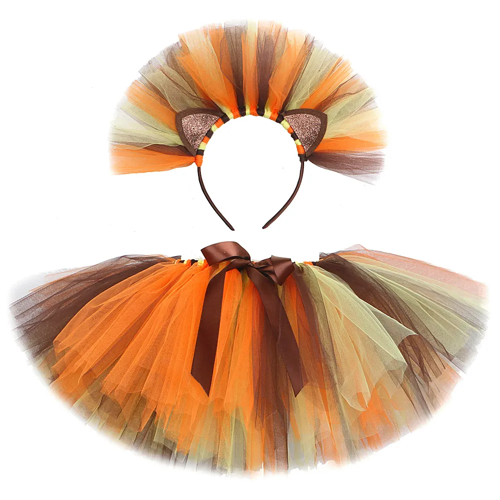 Gonne Neonate Animal Lion Tutu Gonna Outfit per bambini Festa di compleanno Tulle Gonne Bambini Natale Costumi di Halloween con fiocco 230510