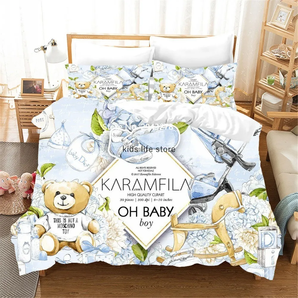 Ensembles de literie Teddy Bear Flower Literie Ensemble Simple Couple Couvre-lit Taie D'oreiller Textile À La Maison Enfants Adulte Enfants Chambre Cartoon Housse De Couette 230510