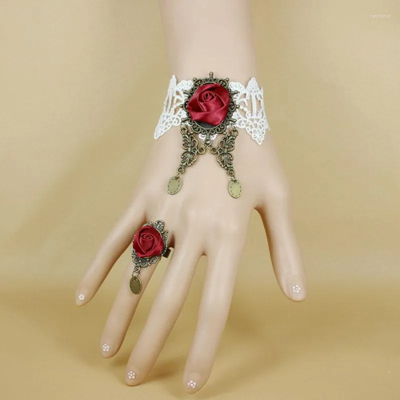 Bracelets porte-bonheur 12 pièces/lot breloques pour femme gothique dentelle nœud papillon pendentifs Bracelet lien chaîne bracelets mode bijoux accessoires