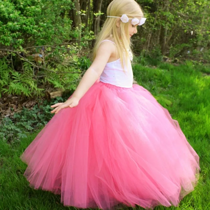 スカートガールズピンクピンクの長いチュチュスカート