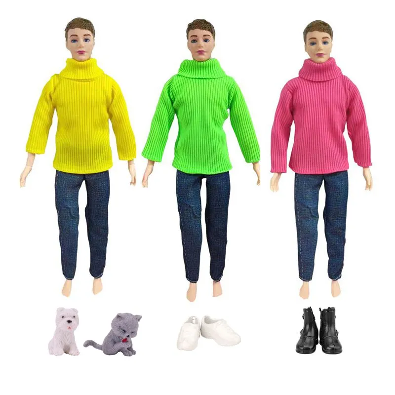 Kawaii 10 Items /Lot Miniature Doll Accessories Kids Toys Ken Dolls Clothes Winter Coat Shoes For Barbie Lover DIY Dressing