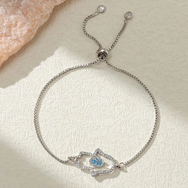 Bracelets porte-bonheur zircon cubique cristal plaqué or Rose Double Hamsa main Bracelet femmes 2023 mode CZ chaîne réglable bijoux