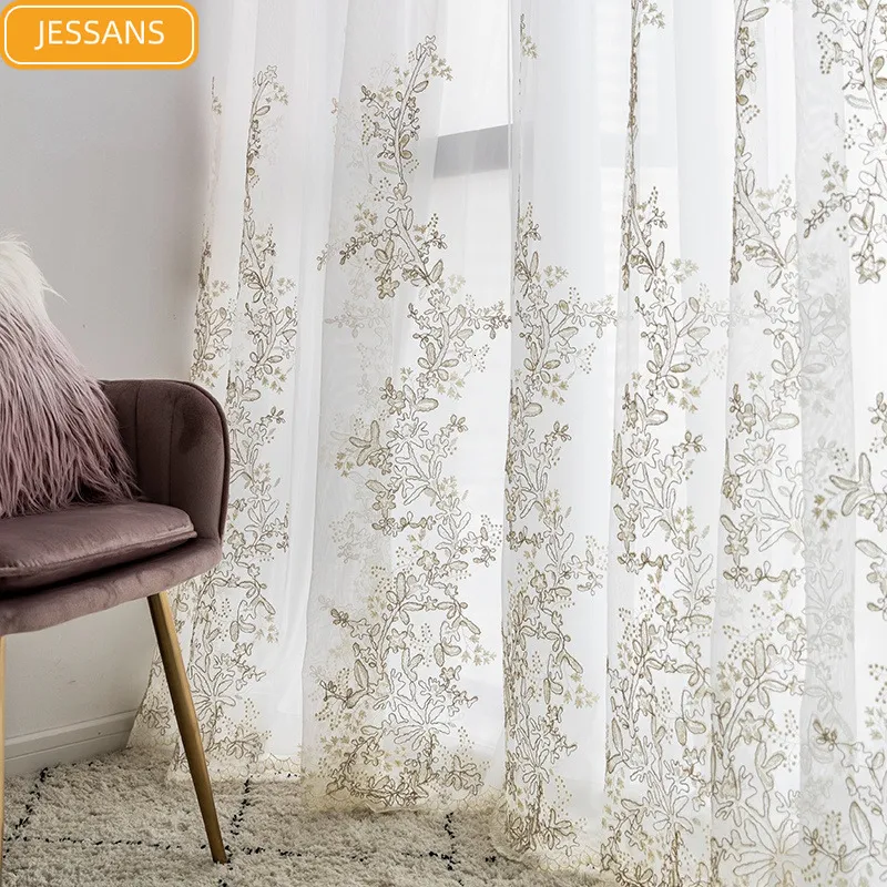 Cortina francesa Light Luxury Princess Bordado Hollow Blank Galze Lace Screen Curtains para Living Room Bedroom Bay Janela Customização 230510