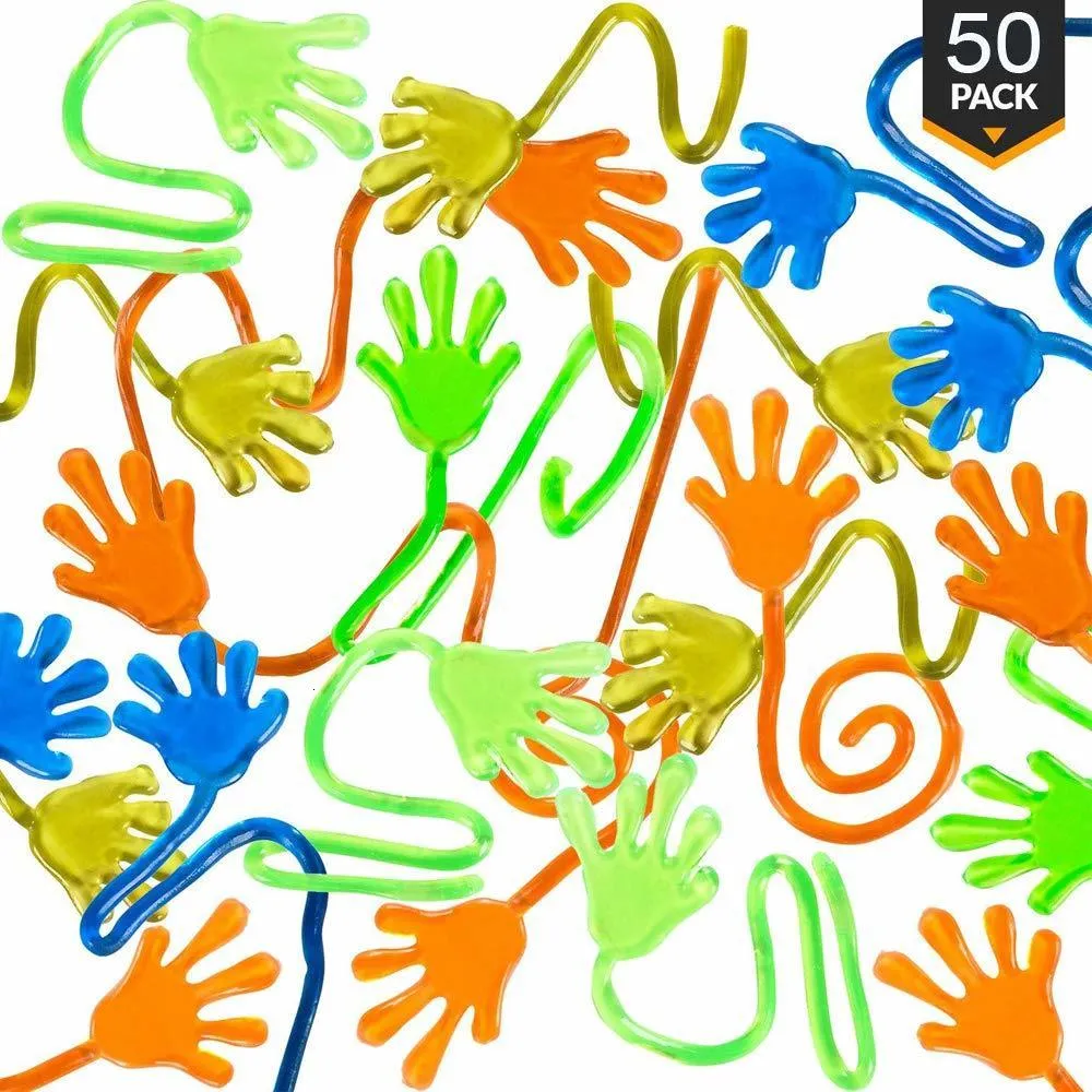 Novelty Games 50pcs Party Favors Supplies Vinyl Sticky Hands Slap Squishy Toy Play Pinata Fillers Treat Bag Wedding Random Colors 230509