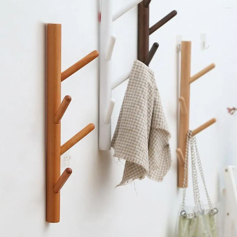 Hangers 4 Hooks Creative Wall Coat Rack North Europe Clothes Hanger Solid Wood Bedroom Hanging Bag