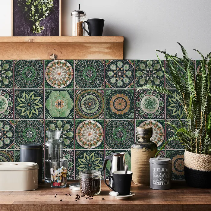 Party Decoration 24 Pieces Retro Mandala Wall Stickers Kitchen Selfadhesive Waterproof Tile Badrumdekor Morockansk PVC Decal Art Mural 230510