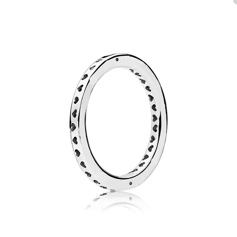 925 Logotipo de prata esterlina e anéis de coração para jóias de festa de moda Pandora para homens Ring do presente de namorada do casal de casal com caixa original de fábrica de fábrica