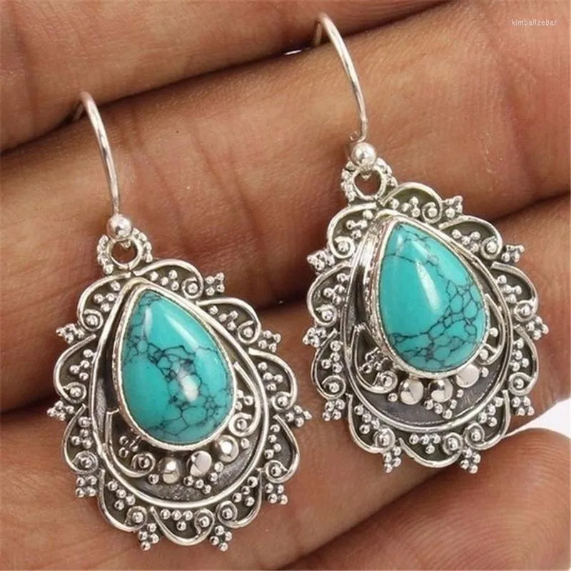 Dangle Earrings Diwenfu Turquoise Drop Brincos S925 Silver Bijoux Femme kolczyki