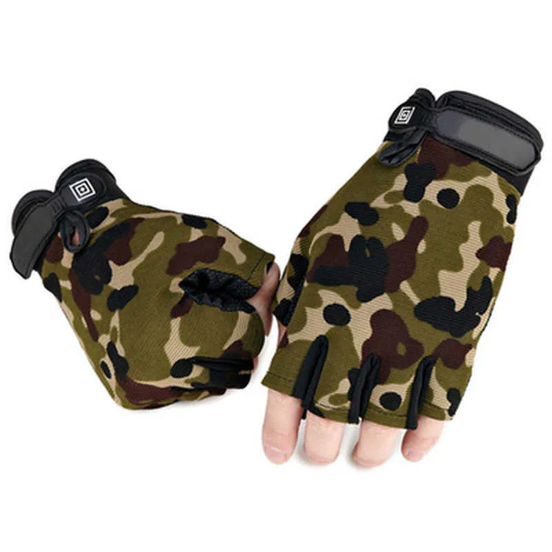 Sporthandskar män kamouflage taktiska handskar utomhus sport cykla halv finger anti-slip chock-absorberande fitness fingerlösa mantens varmare p230511