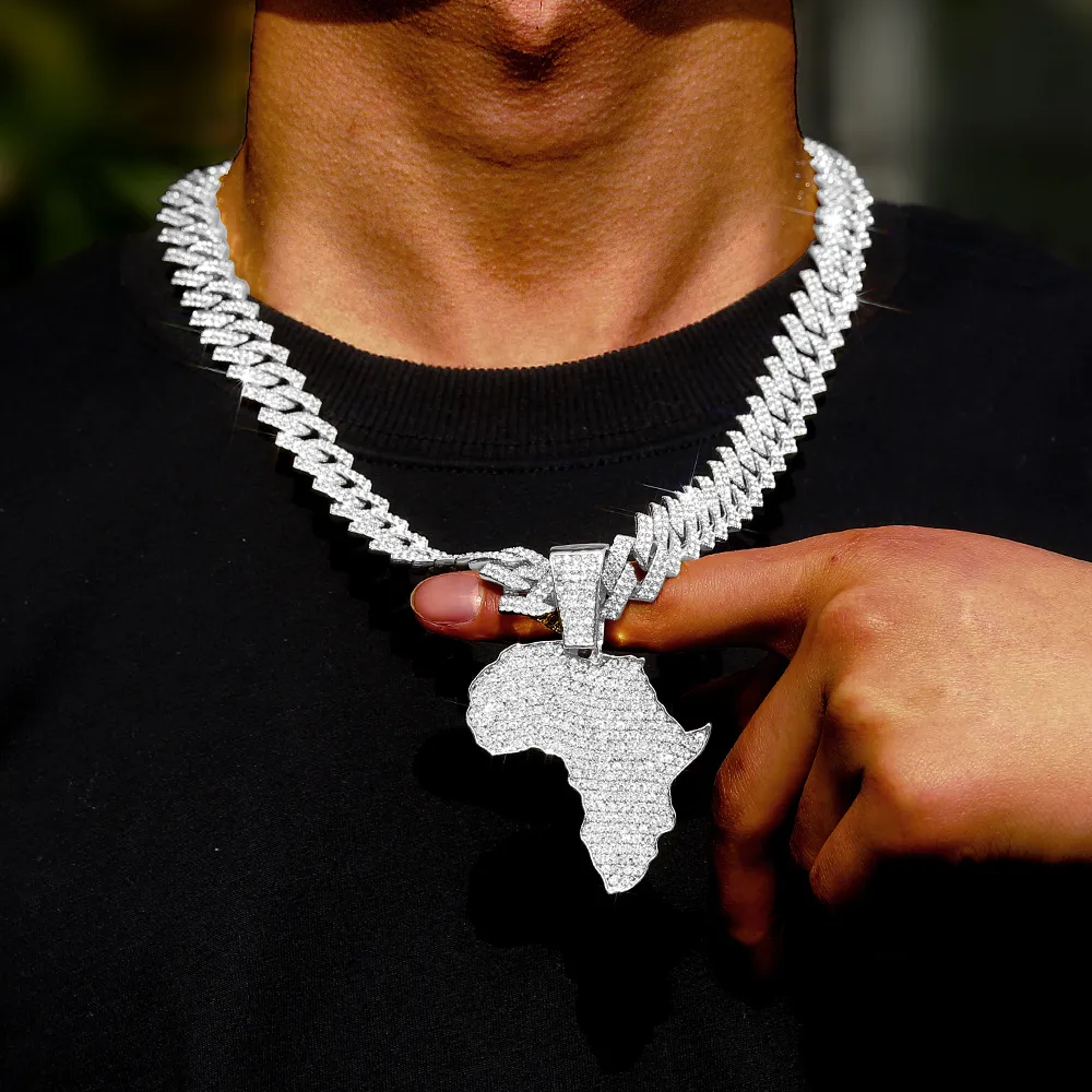 Hänghalsband afrikansk karta för kvinnor män hiphop Sydafrika rostfritt stål kedja choker etiopiska smycken 230511