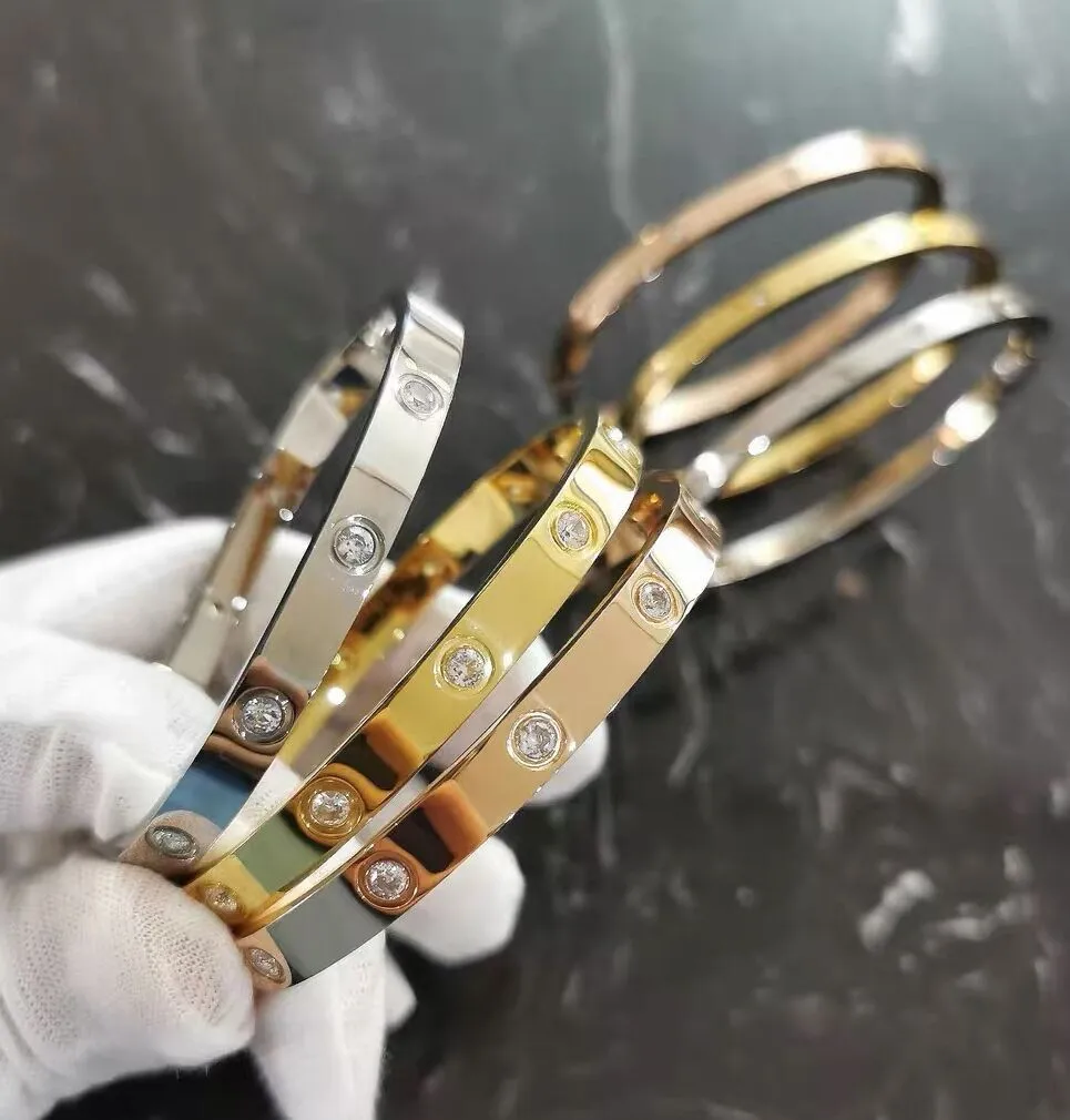 Nagelarmbandskedjan Armband Designer för kvinnor Lyxiga smycken Designers Zircon Rose Gold Silver Plated Titanium Steel 6mm Bredd Love Hip Hop Jewelry for Men