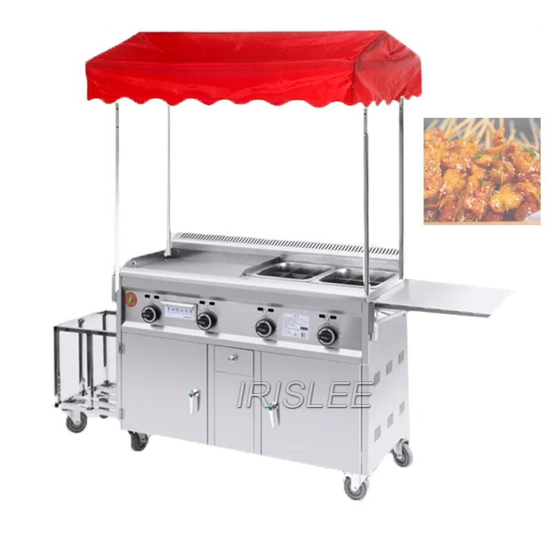 Multi-Function Gas Grill Machine Griddles Frying Machine Stainless Steel Teppanyaki Equipment Squid Fryer