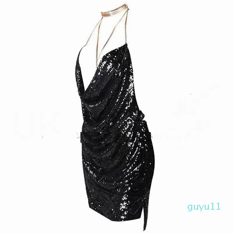 Elegant Backless Sequin Silver Sequin Dress With Chain Choker Slip For Women By Kendall From Guyu11 17.73 In Bulk DHgate.Com