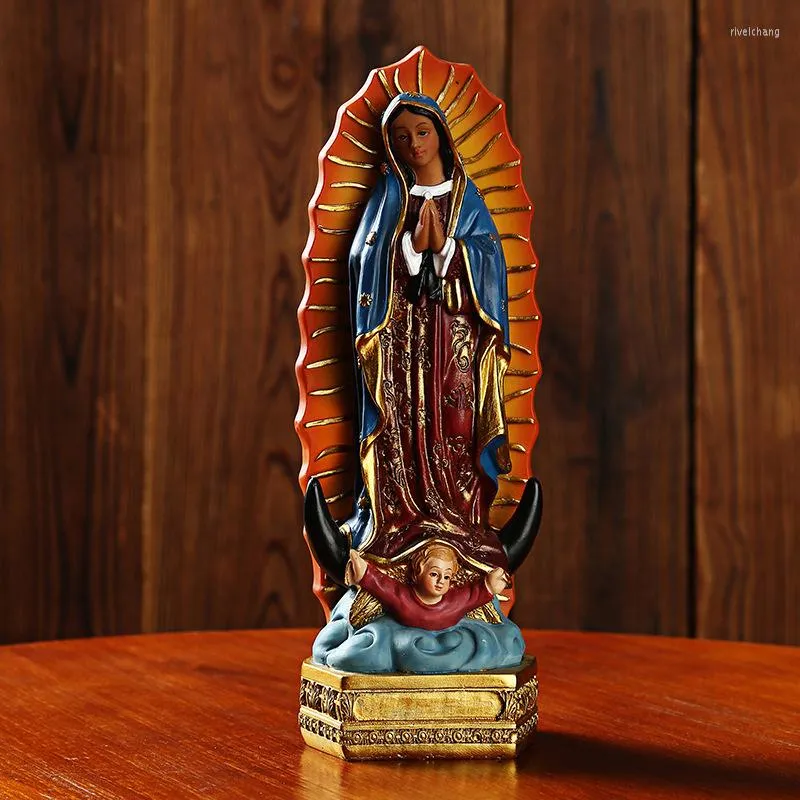 Pendant Necklaces Diyalo Our Lady Of Guadalupe Figure Holy Mother The Blessed Virgin Mary Standing Statue Resin Christian Divinity Prayer