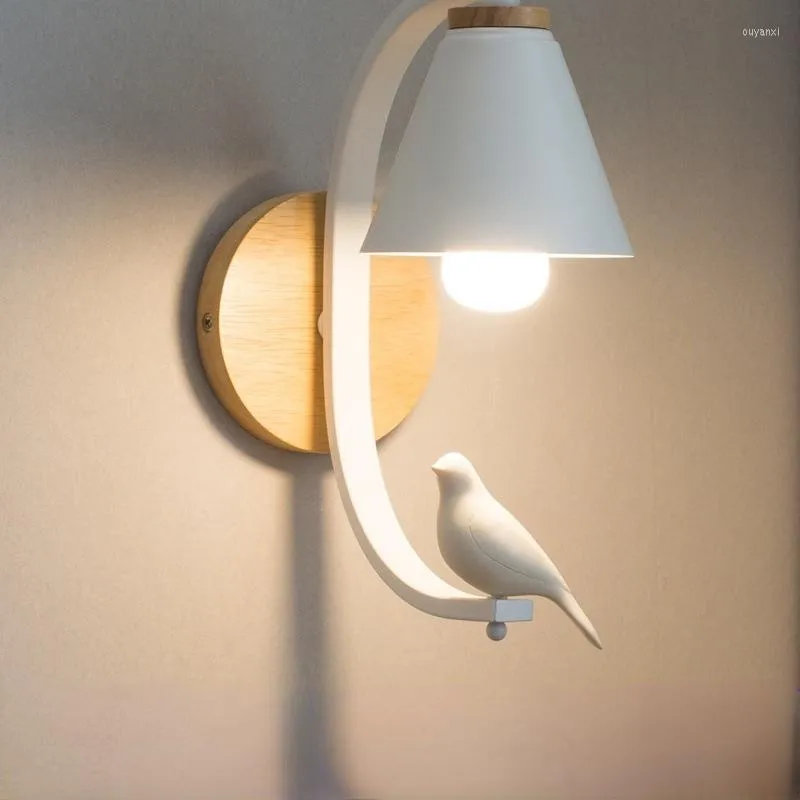 Wall Lamps Led Lamp For Study Girl Room Living Children Kitchen Bedside Interior Lighting White Black Night Light Fixture