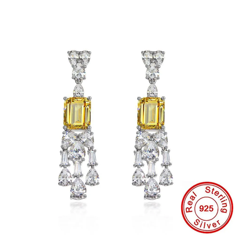 Оригинальная 925 серебряная серебряная серебряная серьга 5ct 5ct Topaz Diamond Diwelry Party Серьги для женского свадебного обещания Bijou