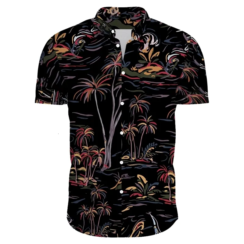 Camisas de vestido masculinas kaus pantai lengan pendek pria havai musim panas gambar bunga kasual aloha ukuran plus s 3xl pakaian 230510
