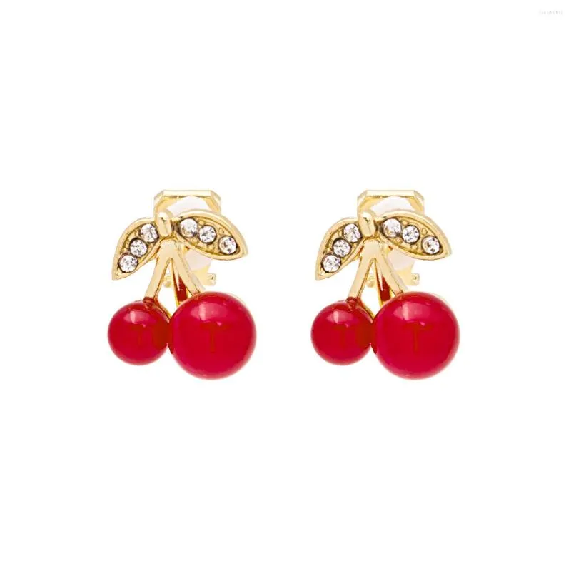 Brincos de backs wenhq moda cor vermelha cor de cereja presa para mulheres garotas falhas piercing breeting jóias de jóias ouvido