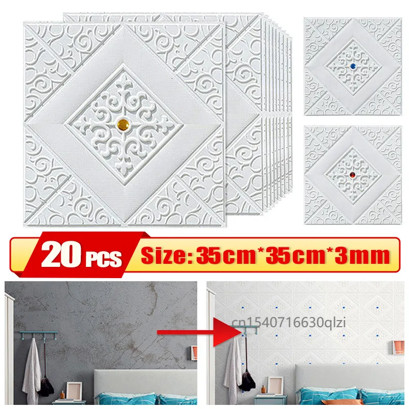 Decorazione per feste 20 pezzi Adesivo murale Carta 3D Pannello autoadesivo in schiuma a buccia e bastone per camera da letto Soggiorno Casa per bambini 230510