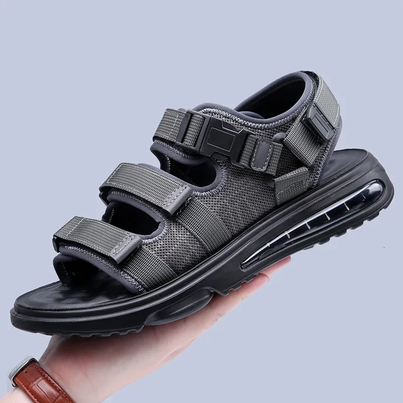 Breathable Mens Leather Leather Sandals For Men With Air