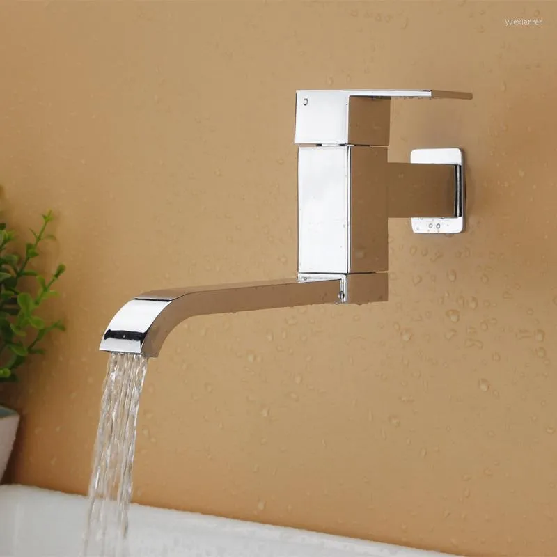 Bathroom Sink Faucets 360 Rotatable Faucet Chrome Wall Mount Basin Single Cold Water Tap Kitchen Spigot Garden