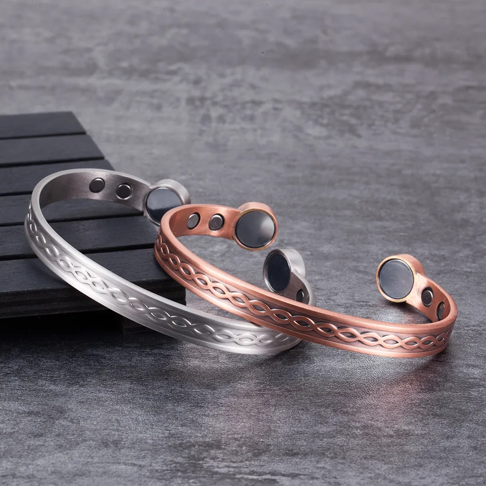 Bracelets porte-bonheur Vinterly Infinit pur cuivre manchette magnétique aimant réglable bracelets de santé pour l'arthrite 230511