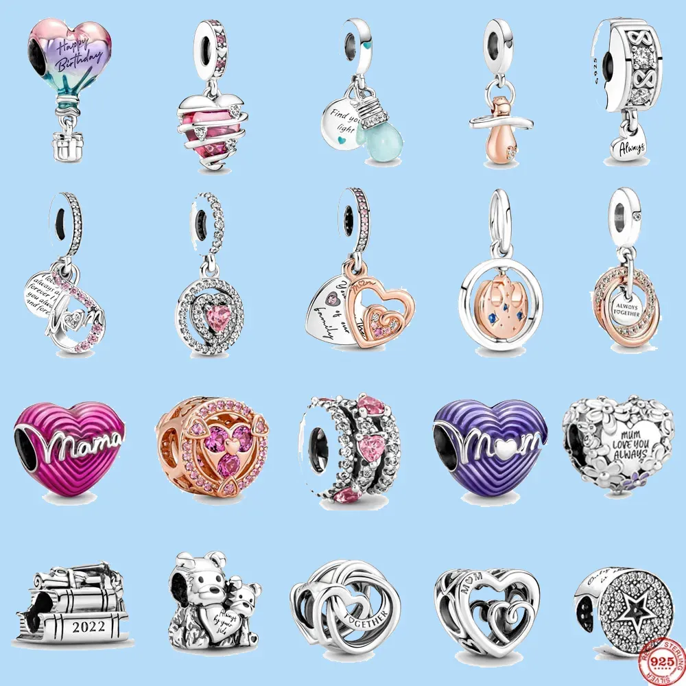 925 Sterling Silber Charms für Pandora Schmuckperlen Neues Muttertagsgeschenk Alles Gute zum Geburtstag Ballon Mama DIY Perlen