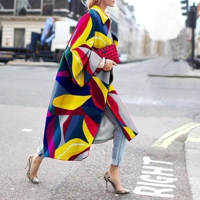 Fashion geometric color printed best sale jacket