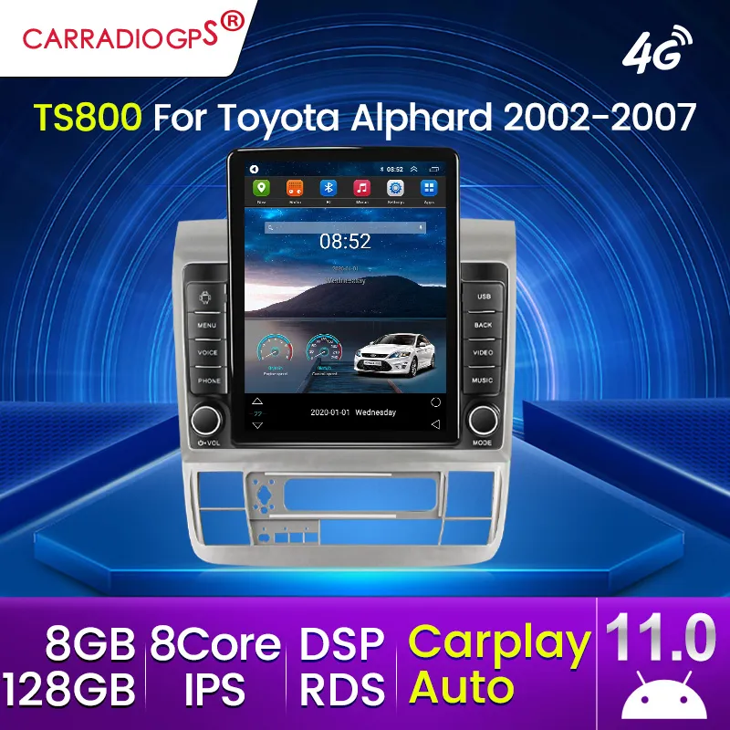 9.5 cala Tesla Screen Car DVD Multimedia dla Toyota Alphard Alphard 2002-2007 Android 11 Android Auto Carplay GPS 4G WiFi