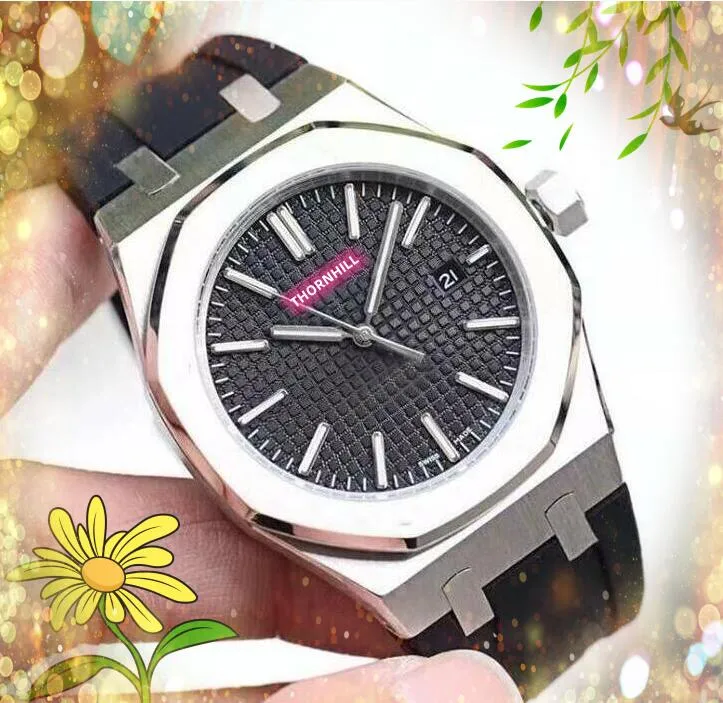 Enkel skelettdialdesigner Mens klockor 42mm Casual Business Fashion Premium Clock rostfritt stål Gummikvartsrörelse Batteriklocka Relojes de Marca Mujer