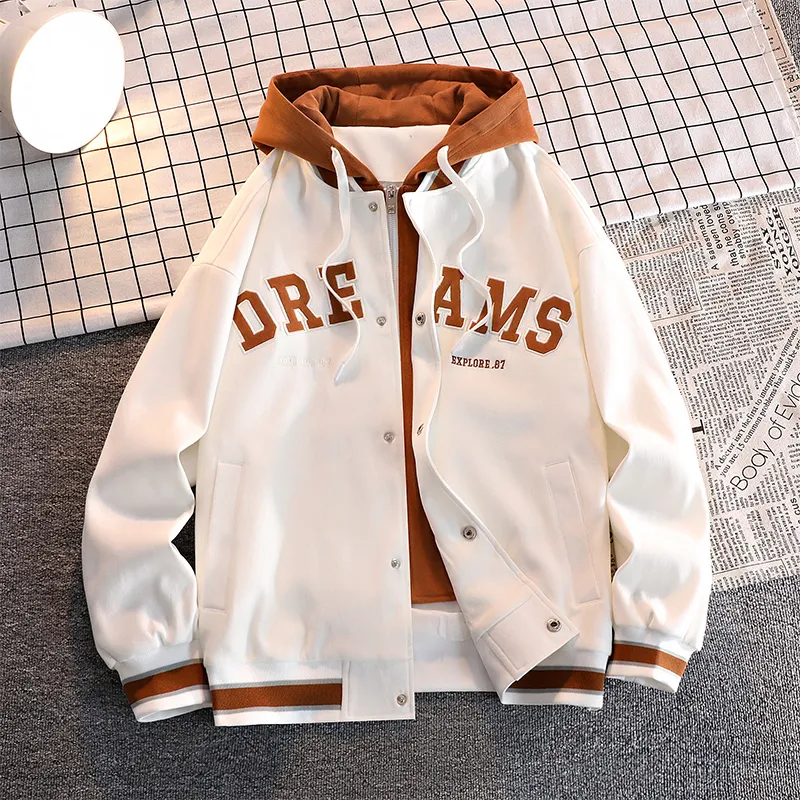 Herenjacks Hoogwaardige Varsity Baseball Uniform Autumn Trendy Brand All-match Student Hooded Plus Size Coats Women 230511