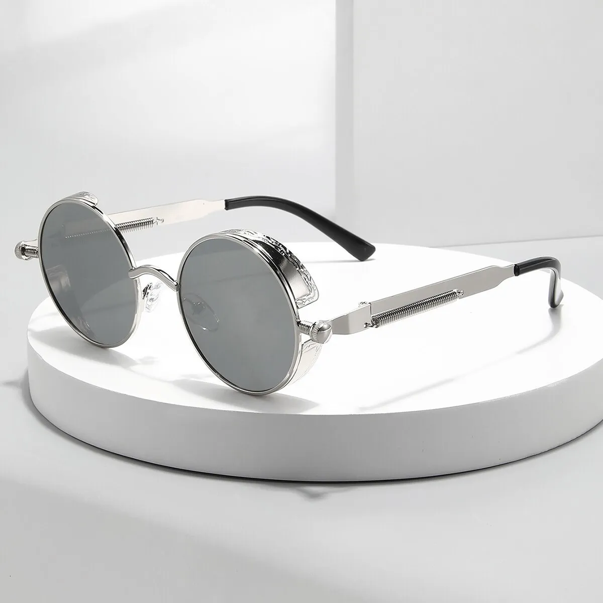 Okulary przeciwsłoneczne metalowe parowe punkowe okulary przeciwsłoneczne steampunk moda mężczyzn retro okrągłe okulary przeciwsłoneczne 230511
