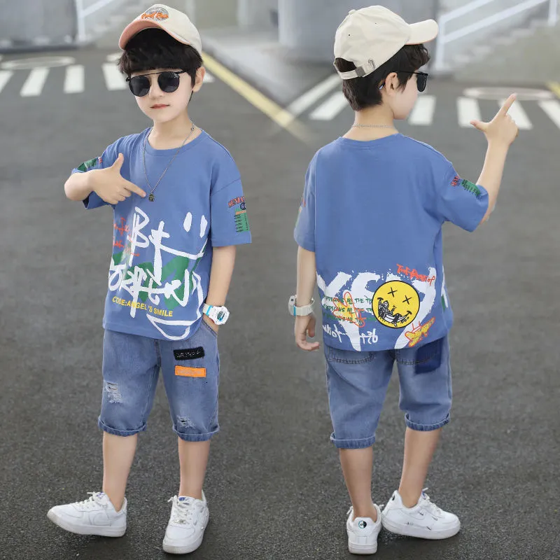 Summer Casual Outfit For Boys And Girls T Shirt And Pants Set
