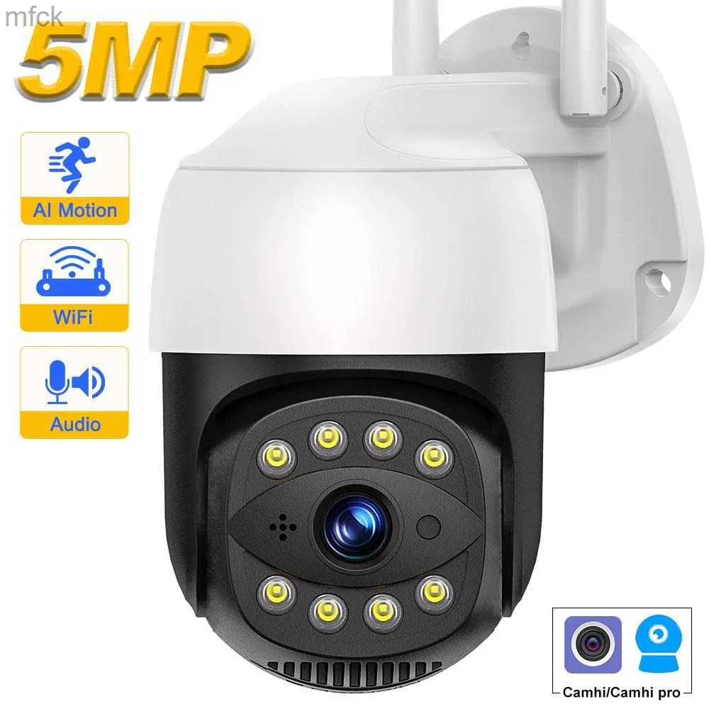 Caméras embarquées 5MP Caméra de sécurité PTZ extérieure 1080P WIFI Cam CCTV Surveillance vidéo Détection de mouvement Étanche IP66 P2P Camhi H.265 Onvf FTP