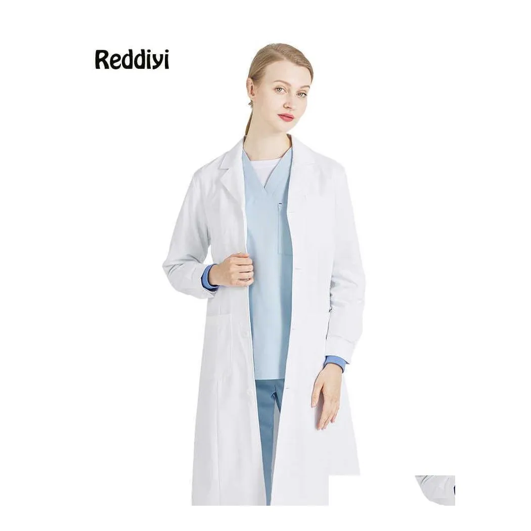 Equipamento de proteção individual para negócios Médicos uniformes de laboratório branco enfermeiro fantasia feminino de esteticista roupas de esteticista Slim me dh4qi