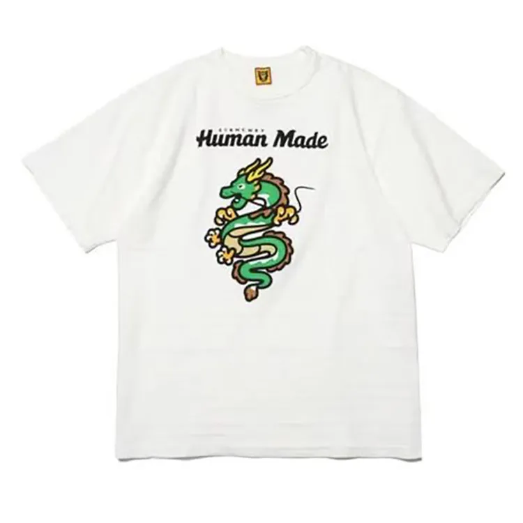 Camiseta de manga curta de algodão de bambu com estampa divertida HUMAN MADE para homens e mulheres k12