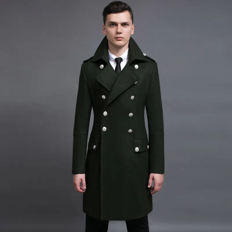 Mens long black wool overcoat 2025