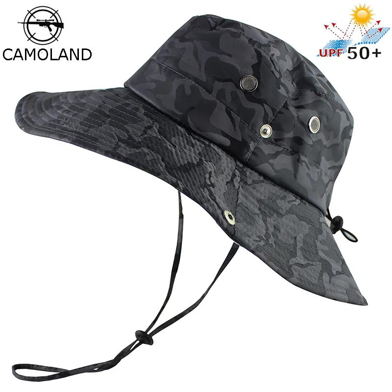 Wide Brim Hats Bucket Hats UPF 50 Bucket Hat Men Women Bob Boonie Hat Summer UV Protection Camouflage Cap Military Army Hiking Tactical Outdoor Sun Hat 230510