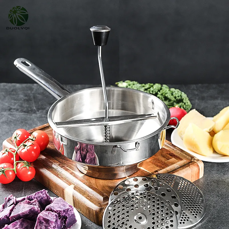 Ferramentas de vegetais de frutas Holarom Potato Masher Pumpkin Puré Puré Pressionamento Ferramenta de aço inoxidável Frutas Frutas Alimentos Acessoros de Accesorios de Cocina 230511