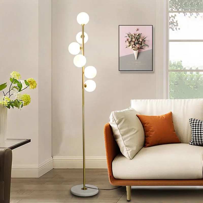 Vintage Style 6 Head Frosted Glass LED Floor Lamps For Bedroom For