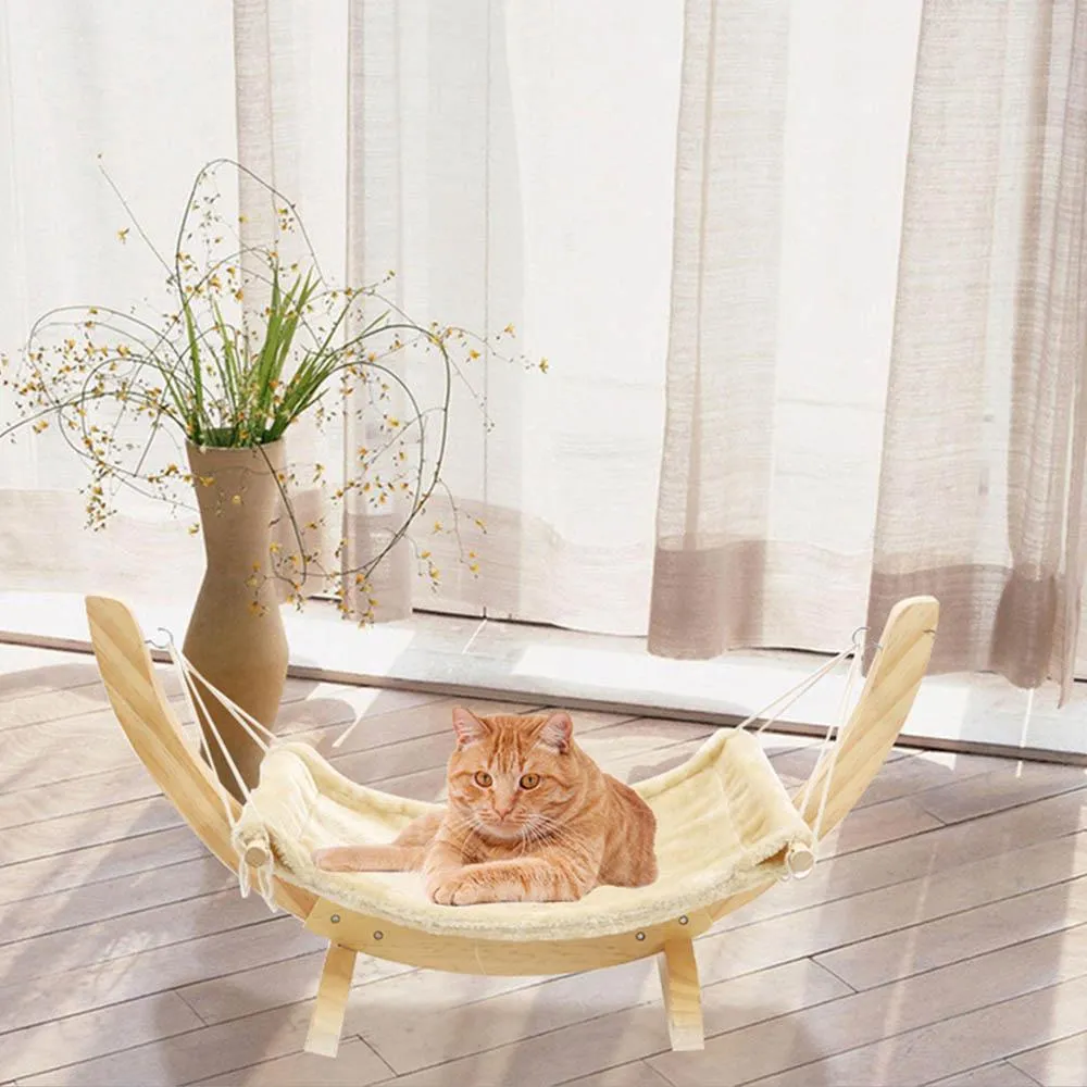 Tapis doux suspendu chat chaise arbre hamac lit fenêtre chat Cage hamac lavable animal chat Kitty lit en bois été hiver tapis jouet lit