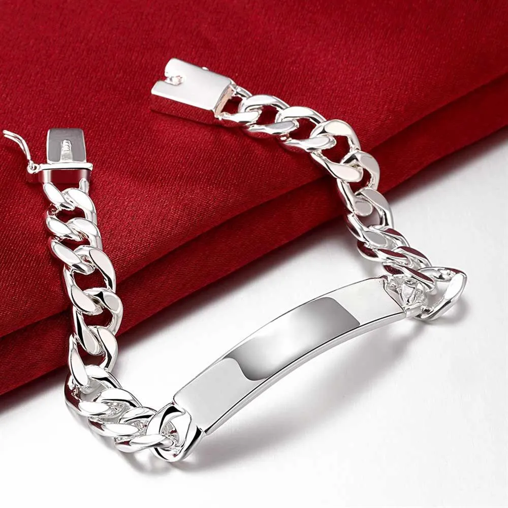 Noble Classic 10mm Geometry Chain Fashion 925 Sterling Silver Armband For Man Women Wedding Party Christmas Gifts Fine SMYELLTY