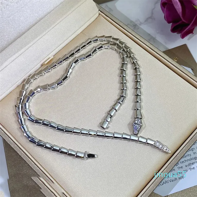 Choker 925 srebrna biżuteria srebrna Kobiety Rose Gold Snake Diamond Wisiant