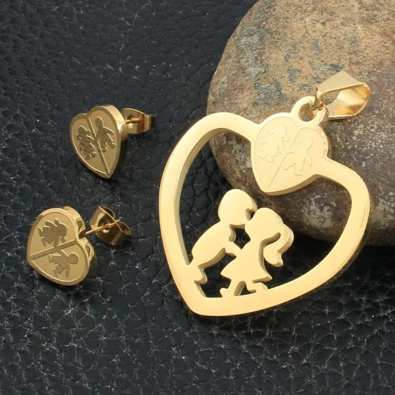 Серьги для ожерелья устанавливают модную девочку из нержавеющей стали в стиле для женского золотого цвета и Sryz081
