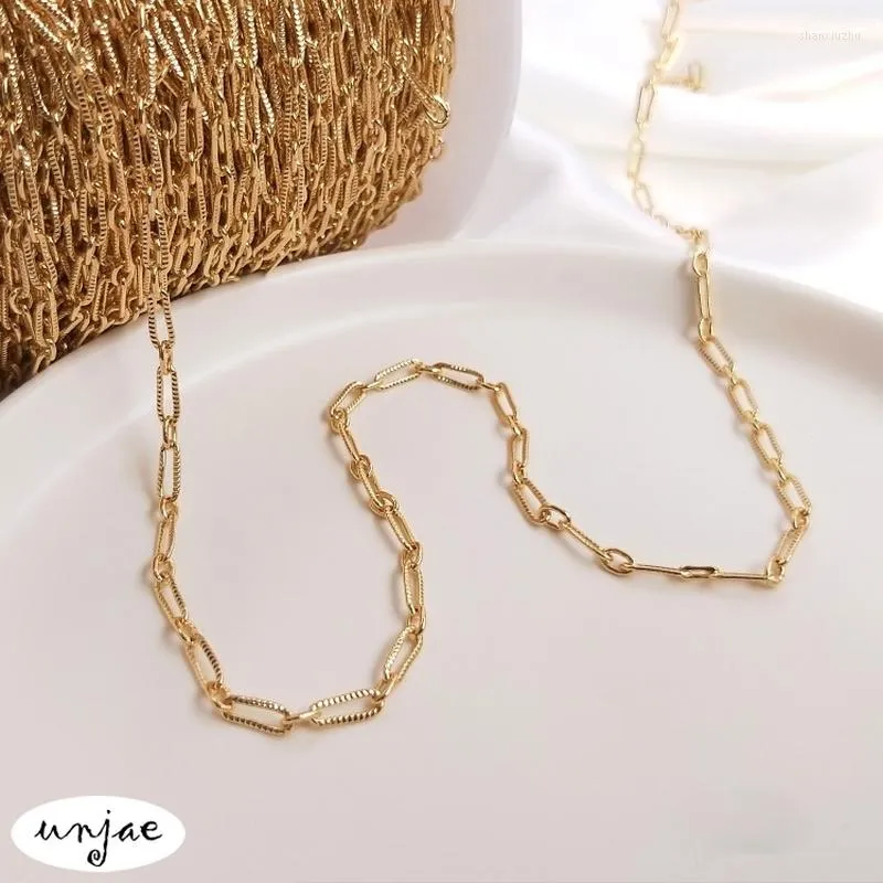 Chains Custom 14K Wrapped Gold Reinforced Color Preserving Oval Long O Chain With Connecting Ring DIY Earrings Loose